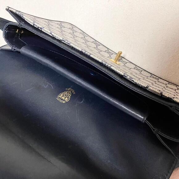 Authentic Gucci GG Supreme Navy Monogram Crossbody Sherry Canvas Shoulder Bag - Picture 13 of 14